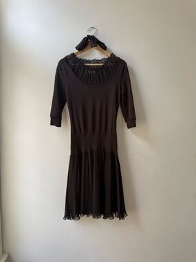 Calvin Klein silk blend Scoop-Neck Midi Dress